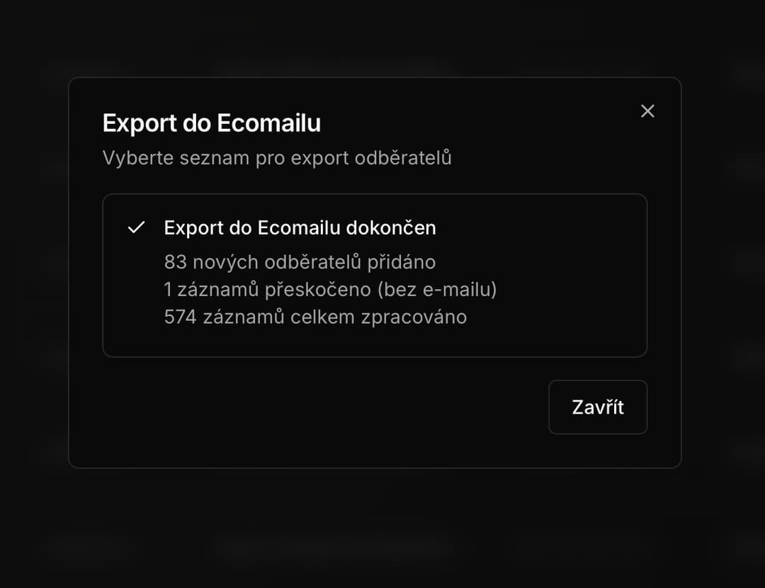 Export to Ecomail - result